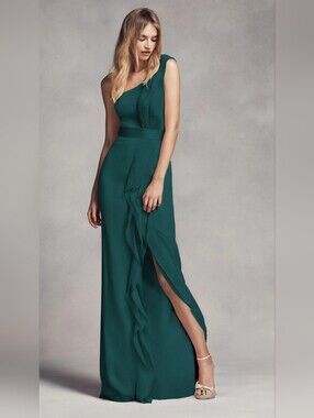 White by Vera Wang One-Shoulder Green Dress